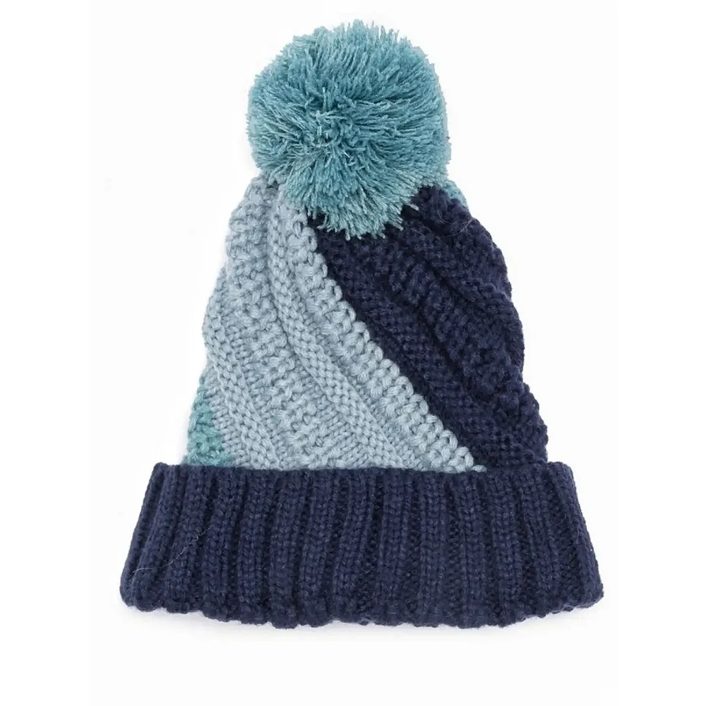 NEW Vince‎ Camuto | Two Tone Knit Beanie + Pompom
